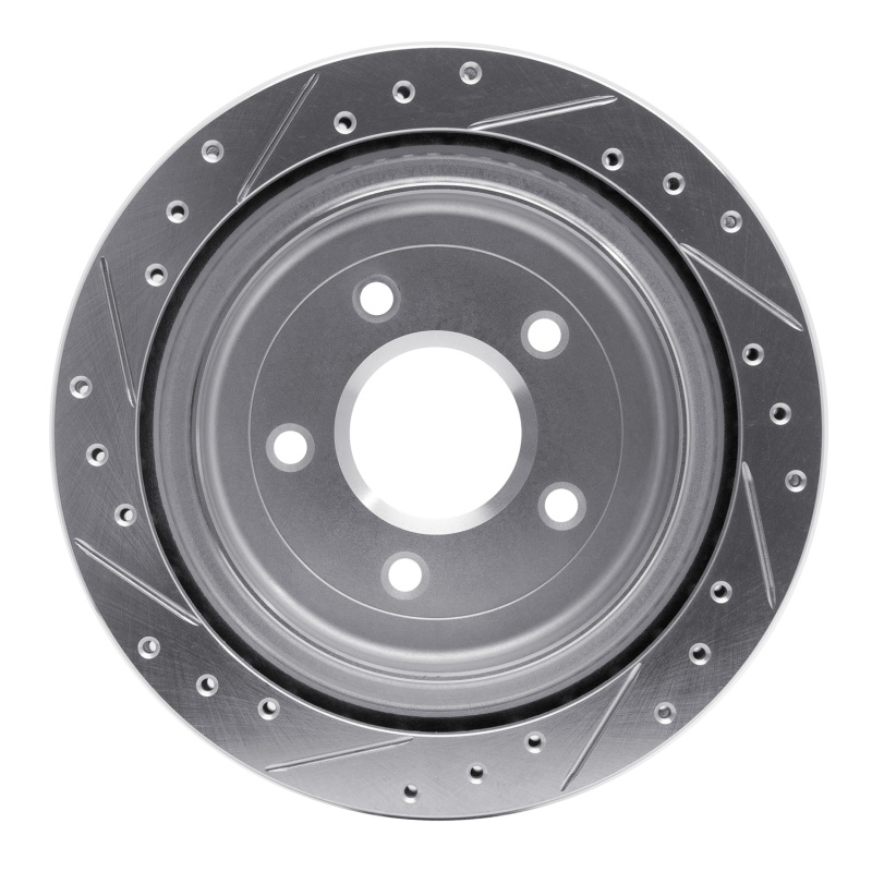 Cadillac XLR Brake Rotor (1) - Rear Right - R1 Concepts - Drilled & Slotted - Silver - `97-`13
